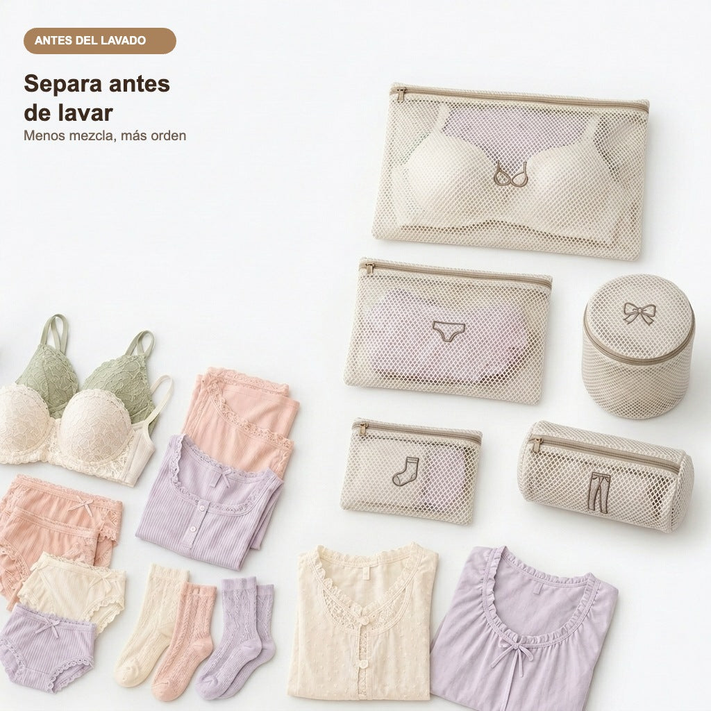 Separa tus prendas antes de lavar con el set de bolsas de malla