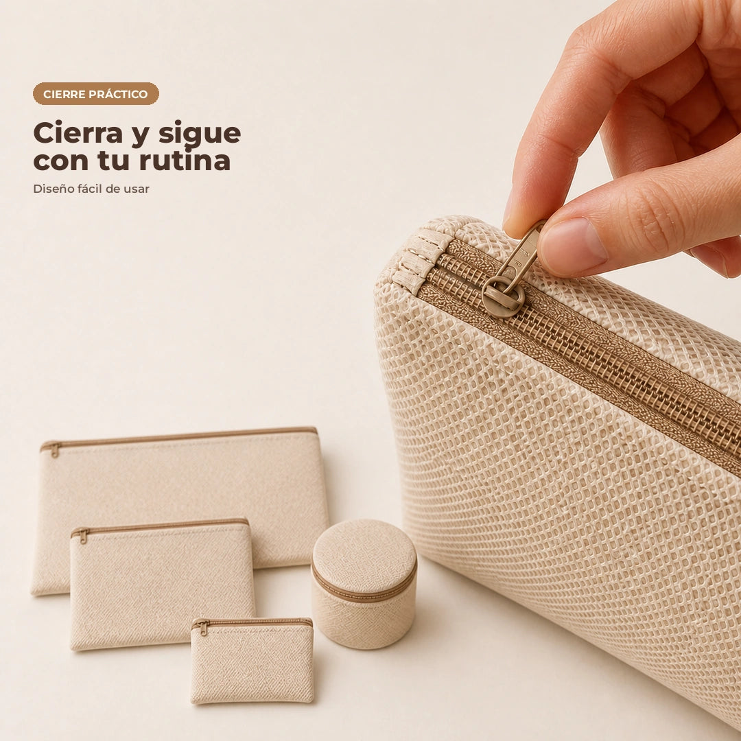 Detalle de la cremallera de una bolsa de malla para lavandería