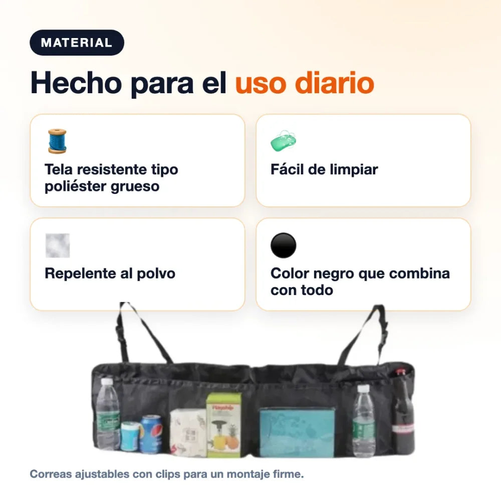 Materiales del organizador de maletero